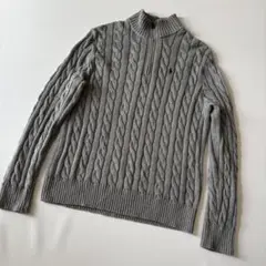 ラルフローレン ハーフジップ ケーブルニット セーター グレー L