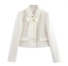 【お値下げ】ZARA リボン付き　テクスチャードブレザー　ジャケット