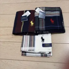 POLOタオル地ハンカチ2枚,綿ハンカチ1枚セット