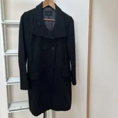 ウール混合 ダークグレー ダブルブレストピーコート