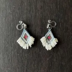 ハンドメイド ビーズ イヤリング フリンジ