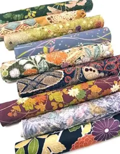 s039-c ◆正絹・着物解き・はぎれ・9枚セット