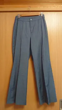 夏でも涼しく軽やか　テンセルデニム風 ストレートパンツ ブルー