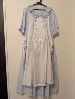 美品 ピンクハウス 前開き ノースリーブワンピース タブリエ 重ね着