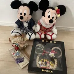 【お正月ミッキーミニー4点】①晴れ姿ぬいぐるみ②しめ飾り③キーホルダー④熊手