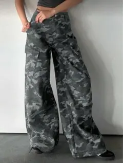 Dazy レディースパンツ カーゴジーンズ デニム カモフラージュ Lサイズ