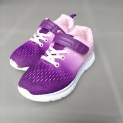 紫とピンクのグラデーションスニーカー　１９cm