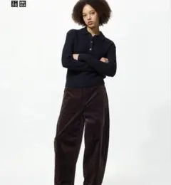 UNIQLO コーデュロイカーブパンツ Lサイズ 丈短め　ダークブラウン