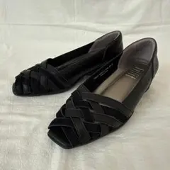 fitfit クロスレザーオープントゥ パンプス 23.0 ブラック