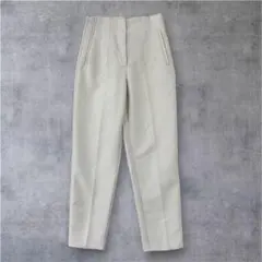 ZARA ハイウエスト センタープレス パンツ アイボリー