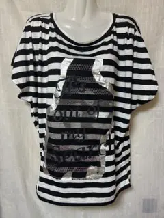 [新品]ストライプドルマンスリーブTシャツ