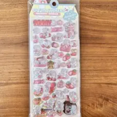 ぷっくりシール　3D FUN STICKERS うさぎ　いちご　立体シール