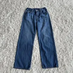 caqu サキュウ　デニム　コットン　リネン　ウエスト調整　青　1