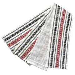 半幅帯 化繊 献上柄 白 リバーシブル 桜 洗える帯 NO-1359