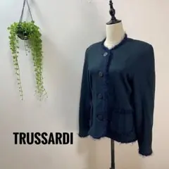 A974 TRUSSARDI ジャケット ノーカラー ボタン 無地 ウール 冬のサムネイル