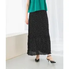 URBAN RESEARCH ROSSO ドットプリーツイージースカート 黒のサムネイル