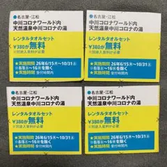 中川コロナワールド 天然温泉 コロナの湯 レンタルタオル 無料券 東海ウォーカーのサムネイル