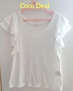 【Coco Deal】 フリル袖 ホワイト Tシャツのサムネイル