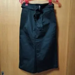 グラシア ブラック タイトスカート ミドル丈 ベルト付 前スリット 美品