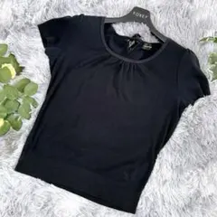ザスコッチハウス バックリボン 半袖ニット カットソー ブラック 38のサムネイル