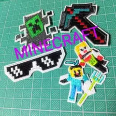 マインクラフト マイクラ 刺繍アイロンワッペン4点セット　③
