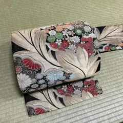 P*i様 正絹　アンティーク名古屋帯　【葉模様　花々】