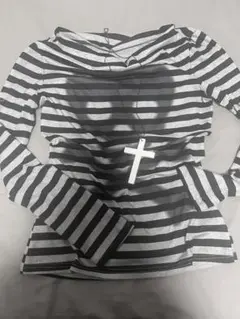 ロングTシャツ　ボーダー パンク　ドクロ
