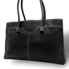 良品✨トッズ トートバッグ 肩掛け レザー A4 黒 ブラック 良品 TOD'S トッズ JOY ジョイ レザー トートバッグ A4