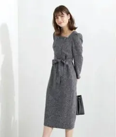 プロポーションボディドレッシング　フロント釦タイトワンピース　ネイビー