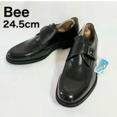 【人気】Bee 超軽量 本革モンクストラップ ビジネスシューズ 24.5cm 黒