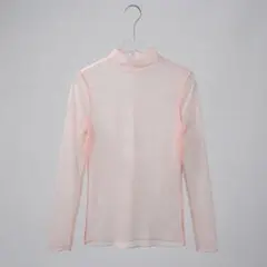 【新品】シアー トップス インナー ドット柄 シースルー ハイネック ピンク