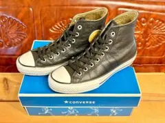 ★100周年!レア!コンバース オールスター 黒 ハイカット レザー 258★