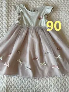 エニィファム　チュールリボンワンピース　90cm