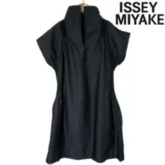 ISSEY MIYAKE プリーツ 切替 ノースリーブ ワンピース ブラック 2