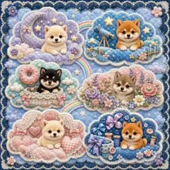 犬柄【345】限定パネル生地　　柴犬