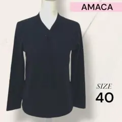 AMACA アマカ トップス Tシャツ シンプル 長袖 ブラック 40
