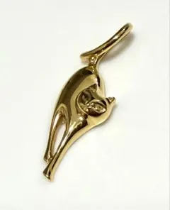 中古のK18YG猫ペンダントトップ