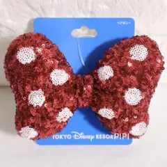 ディズニー　リボン　ヘアゴム　レッド