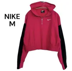 ナイキ ハーフジップ パーカー クロップド丈 ゼブラ柄 M ピンク Y2K