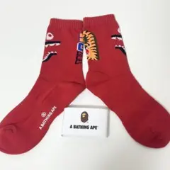 A BATHING APE アベイシングエイプ シャーク WGM 靴下 レッド赤のサムネイル