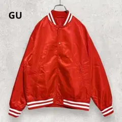 GU スタジャン L 赤 ゆったり ストリート オーバーサイズ 古着MIX