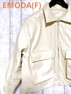 新品、未使用EMODA_フェイクレザーオーバーブルゾン(F)