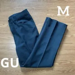 美品 GU メンズ センタープレスストレートパンツ M グリーン 344695