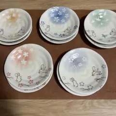 美濃焼　吾山窯　うさぎ柄 小皿 10枚セットのサムネイル