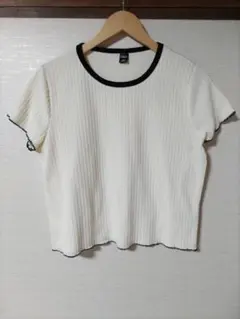 Dazy リブ編み 半袖Tシャツ Lサイズ アイボリー