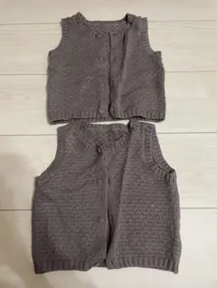 双子 ベビー ニットベスト 50-70 2枚 セット