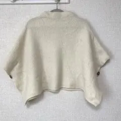 【favori】 【ファヴォリ】　ホワイトニット　ニットポンチョ　日本製