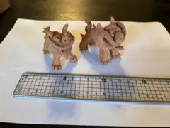 シーサー 置物 陶器 ペア 素焼き 一点物