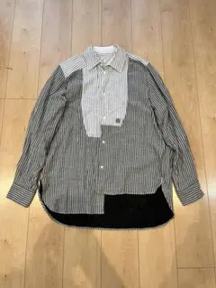 美品】LOEWE/ロエベ アナグラム レザーパッチ チェック オーバーシャツ