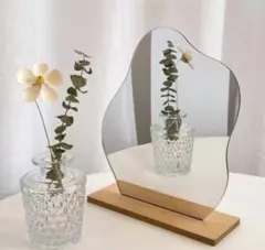 ウェルカムスペース　ウェーブ　ミラー 装飾 卓上ミラー 結婚式 鏡 文字入れ